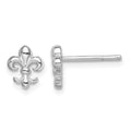 Sterling Silver Rhodium-plated Polished Fleur de Lis Post Earrings