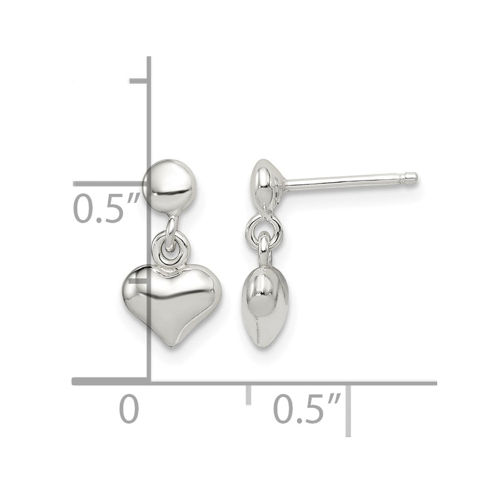 Sterling Silver Dangle Heart Post Earrings