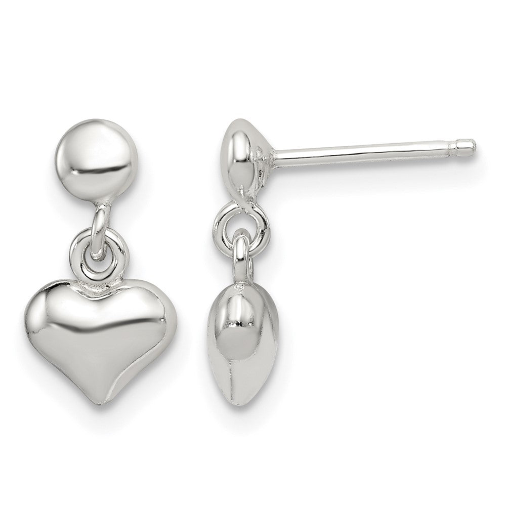 Sterling Silver Dangle Heart Post Earrings