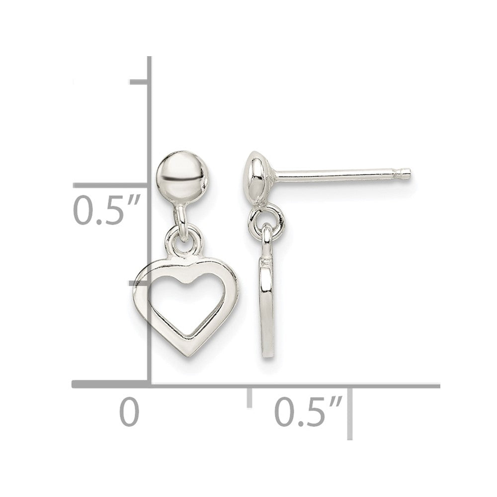 Sterling Silver Dangle Heart Post Earrings