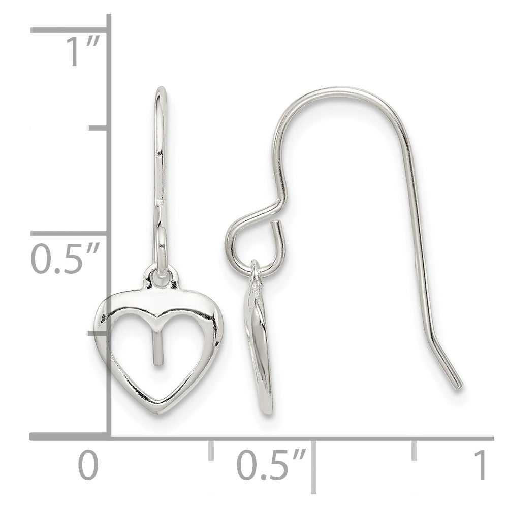 Sterling Silver Heart Dangle Shepherd Hook Earrings