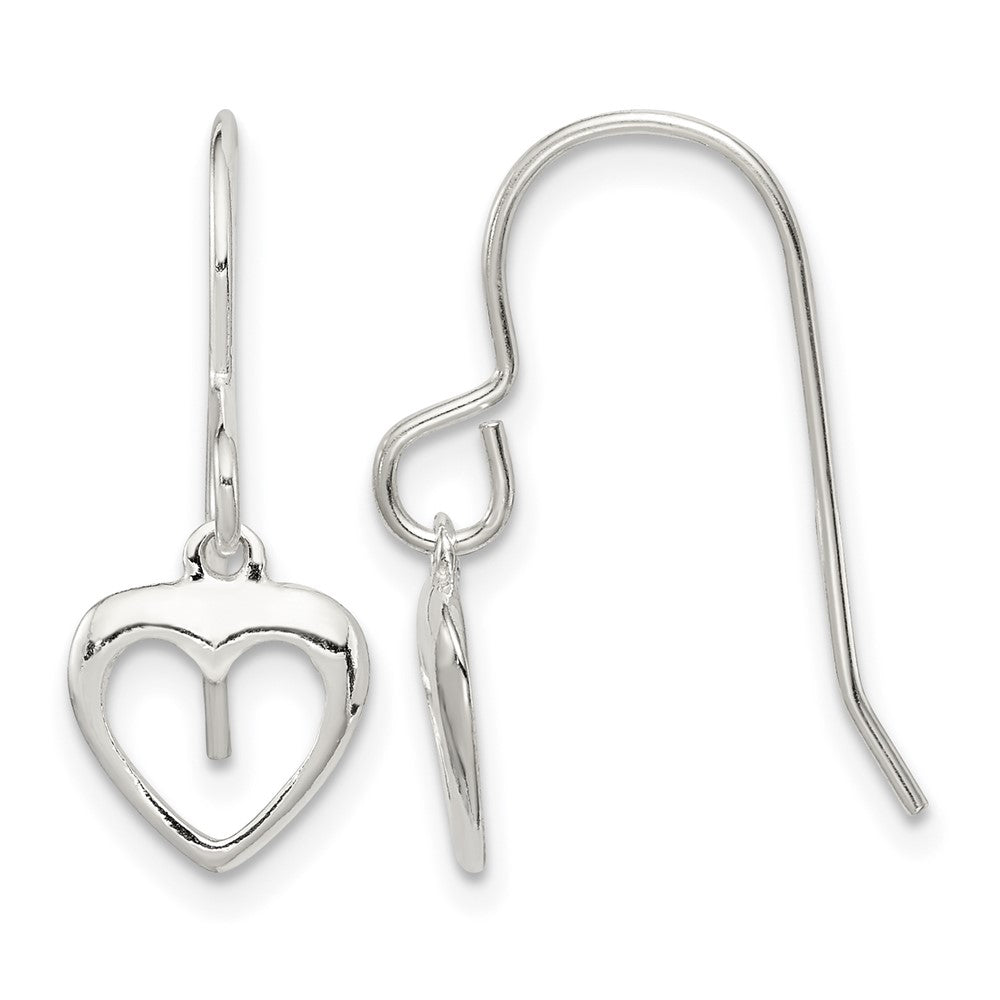 Sterling Silver Heart Dangle Shepherd Hook Earrings