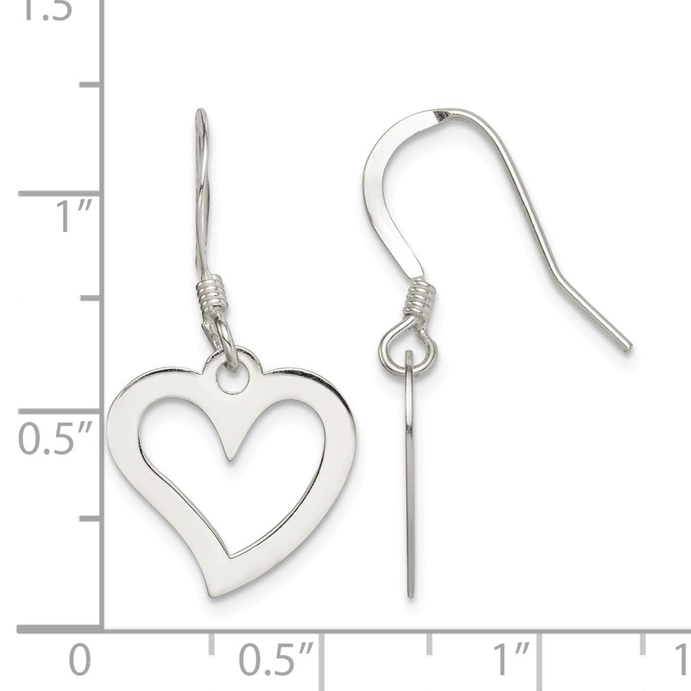 Sterling Silver Polished Heart Dangle Earrings