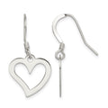 Sterling Silver Polished Heart Dangle Earrings