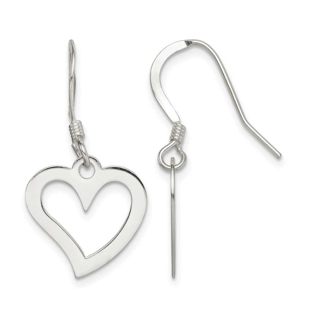 Sterling Silver Polished Heart Dangle Earrings