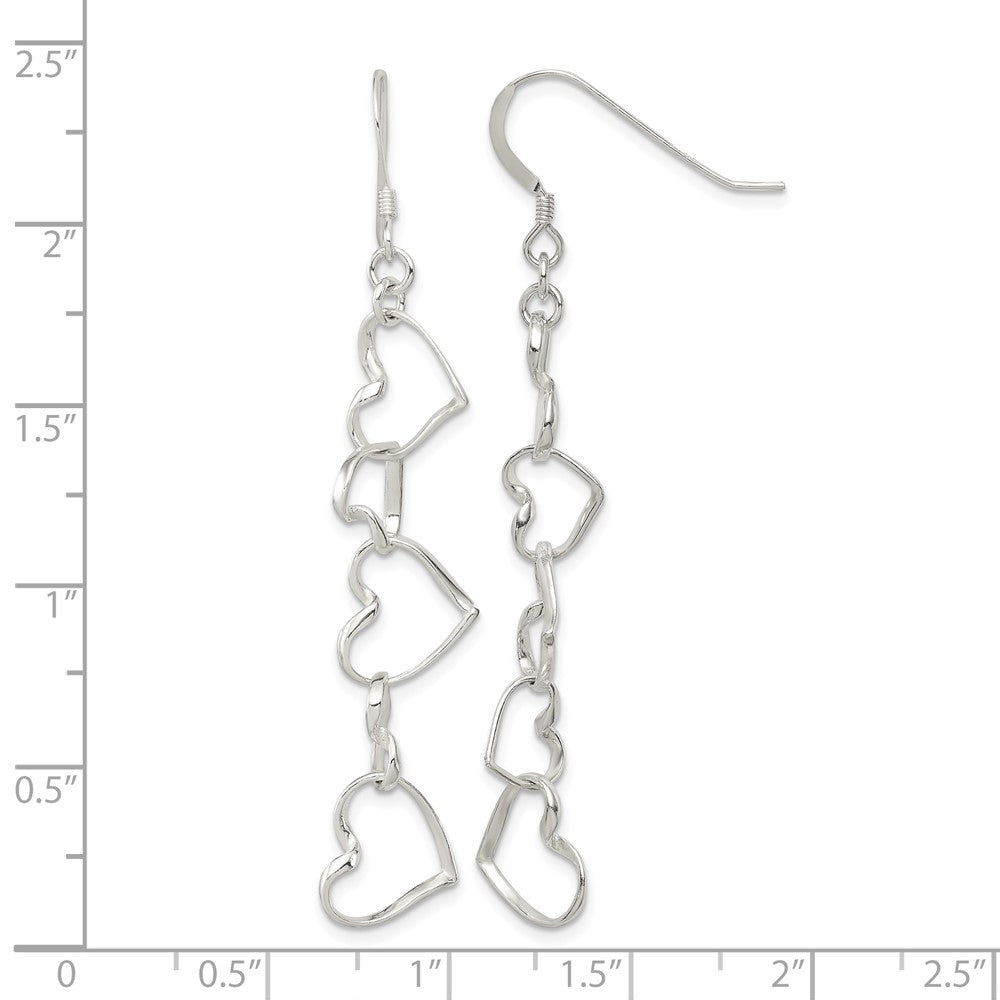 Sterling Silver Heart Dangle Shepherd Hook Earrings