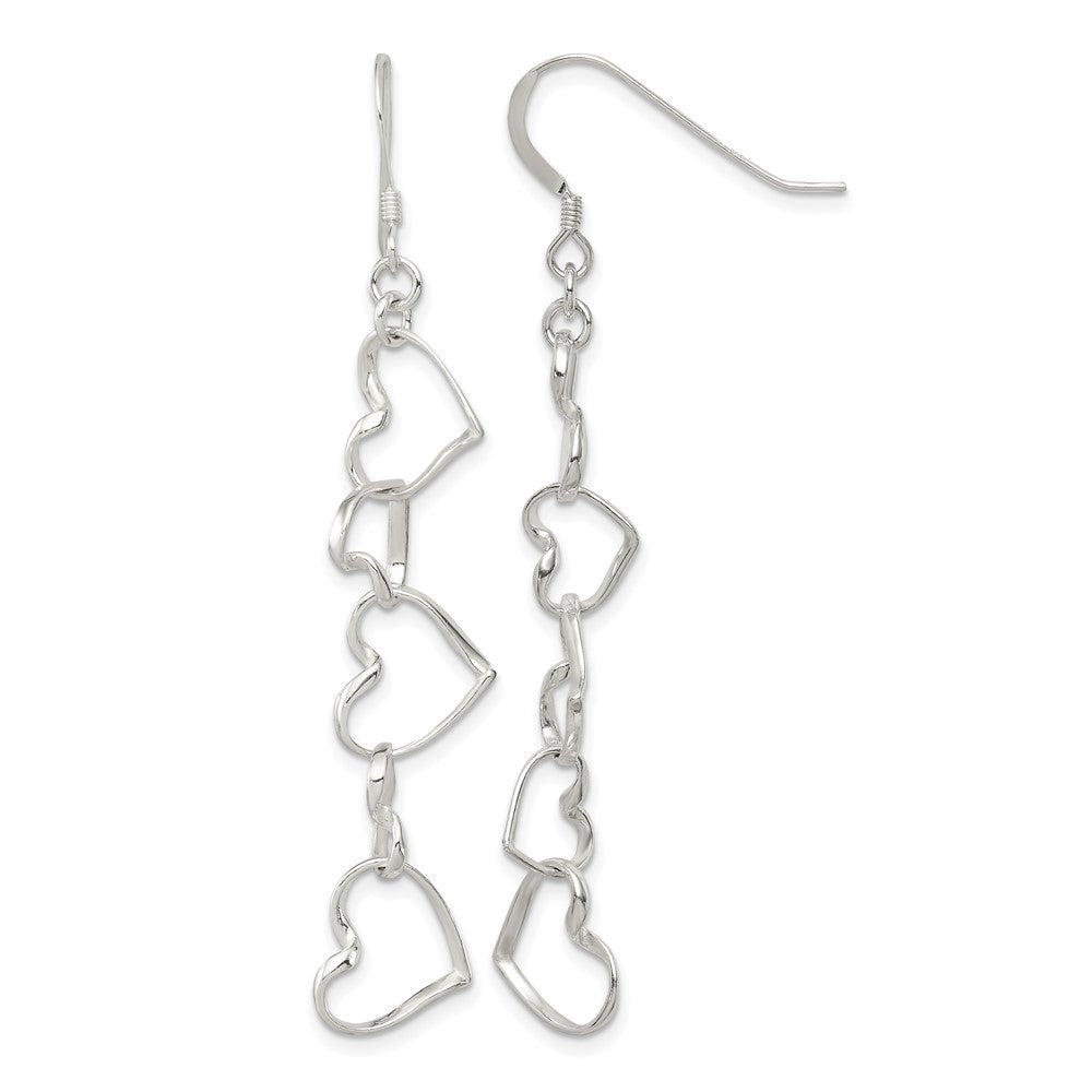 Sterling Silver Heart Dangle Shepherd Hook Earrings