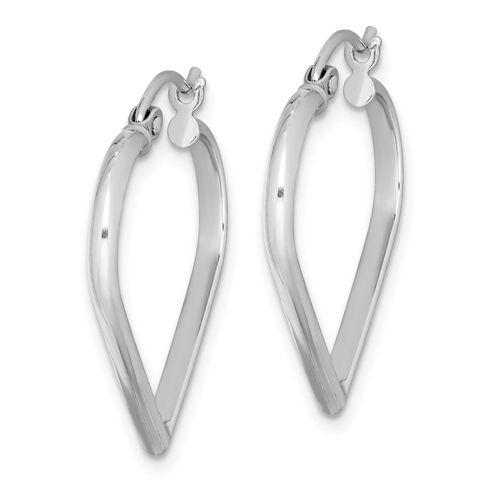 Sterling Silver Rhodium Plated Heart Hoop Earrings