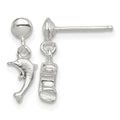 Sterling Silver Polished Dolphin Post Dangle Earrings