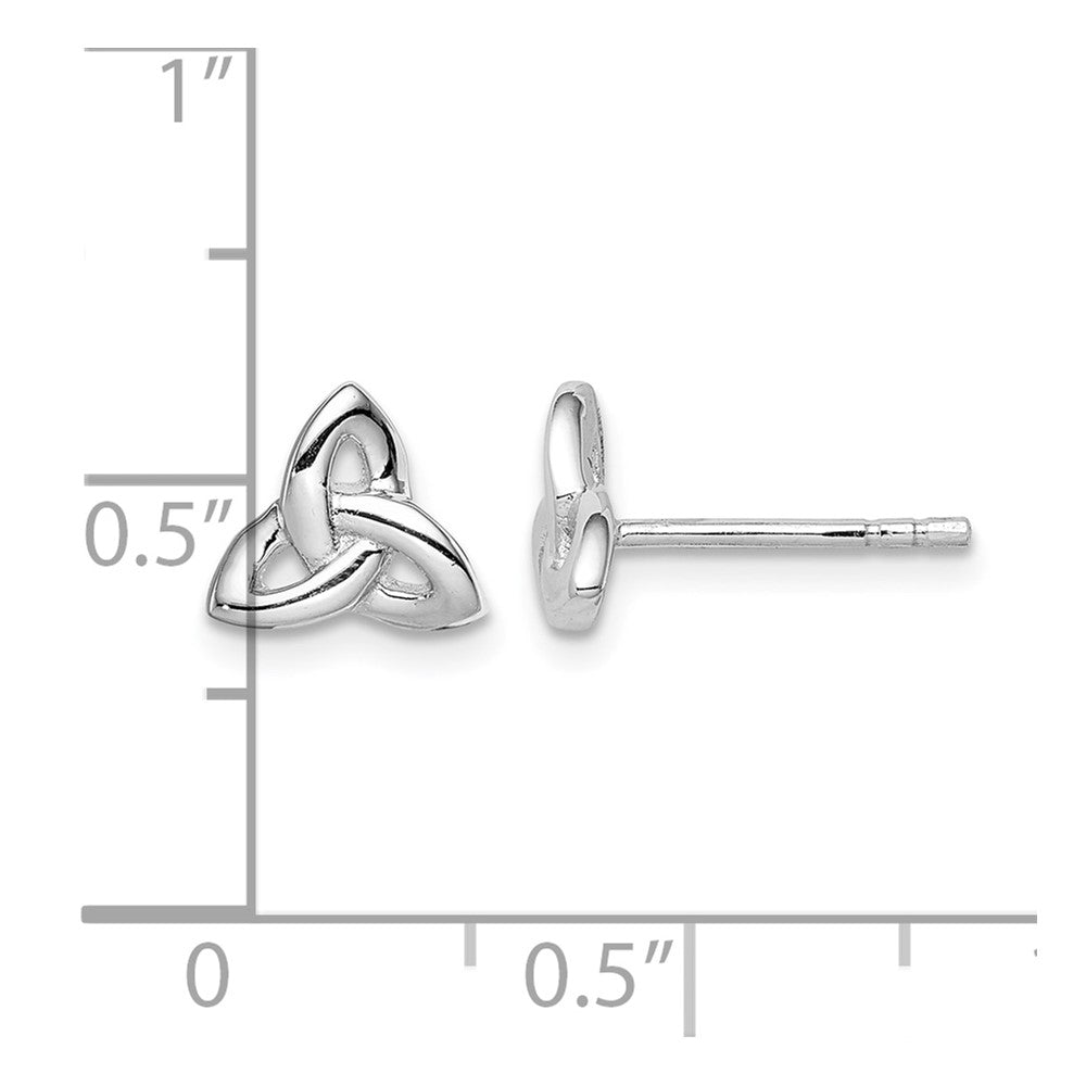 Sterling Silver Rhodium-plated Trinity Symbol Post Earrings