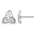 Sterling Silver Rhodium-plated Clear CZ Trinity Symbol Post Earrings