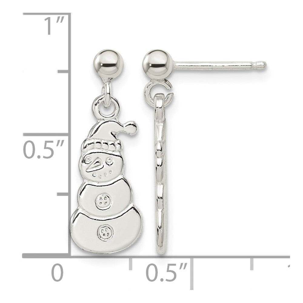 Sterling Silver Polished Snowmen Post Dangle Earrings