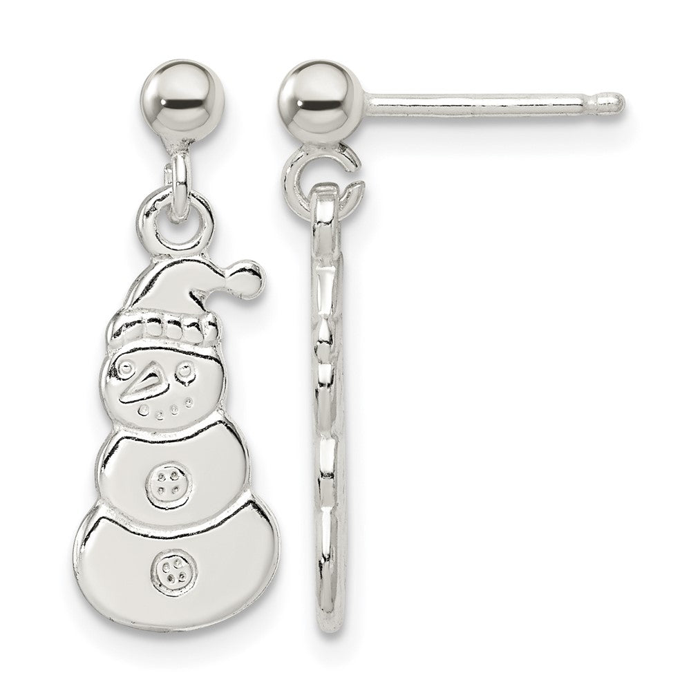 Sterling Silver Polished Snowmen Post Dangle Earrings