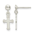 Sterling Silver Polished Budded Cross Post Dangle Earrings