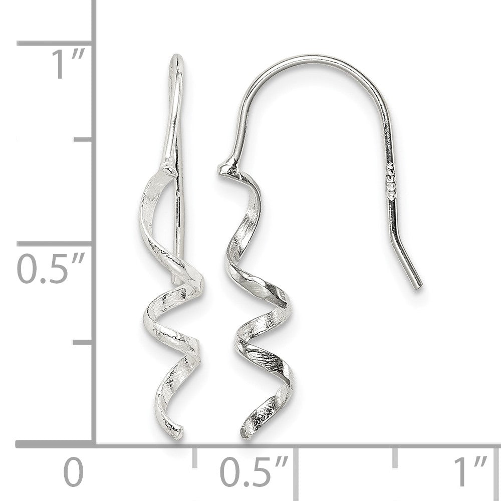 Sterling Silver Polished & Textured Spiral Dangle Earrings