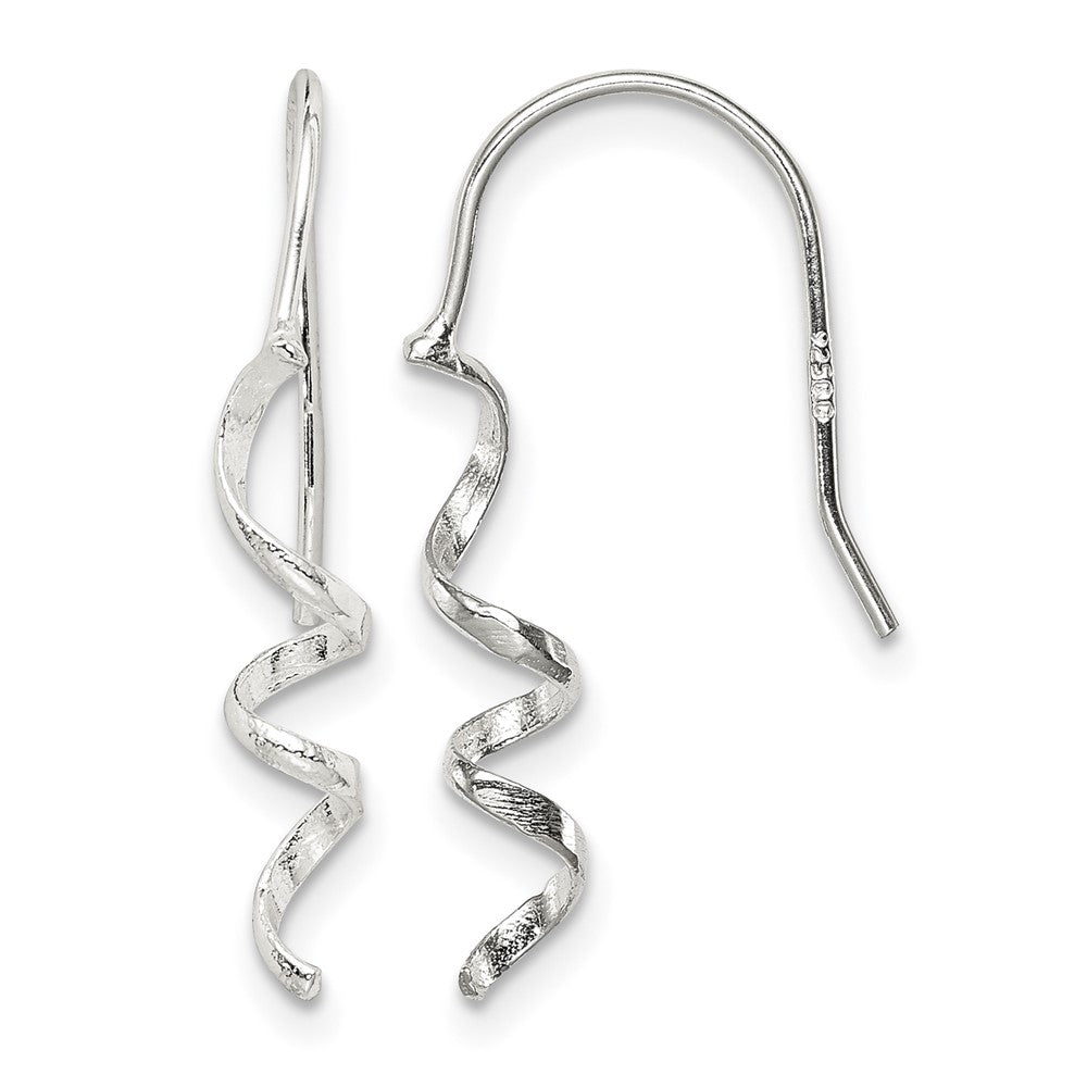 Sterling Silver Polished & Textured Spiral Dangle Earrings