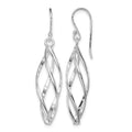 Sterling Silver Rhodium-plated Polished Long Twisted Dangle Earrings