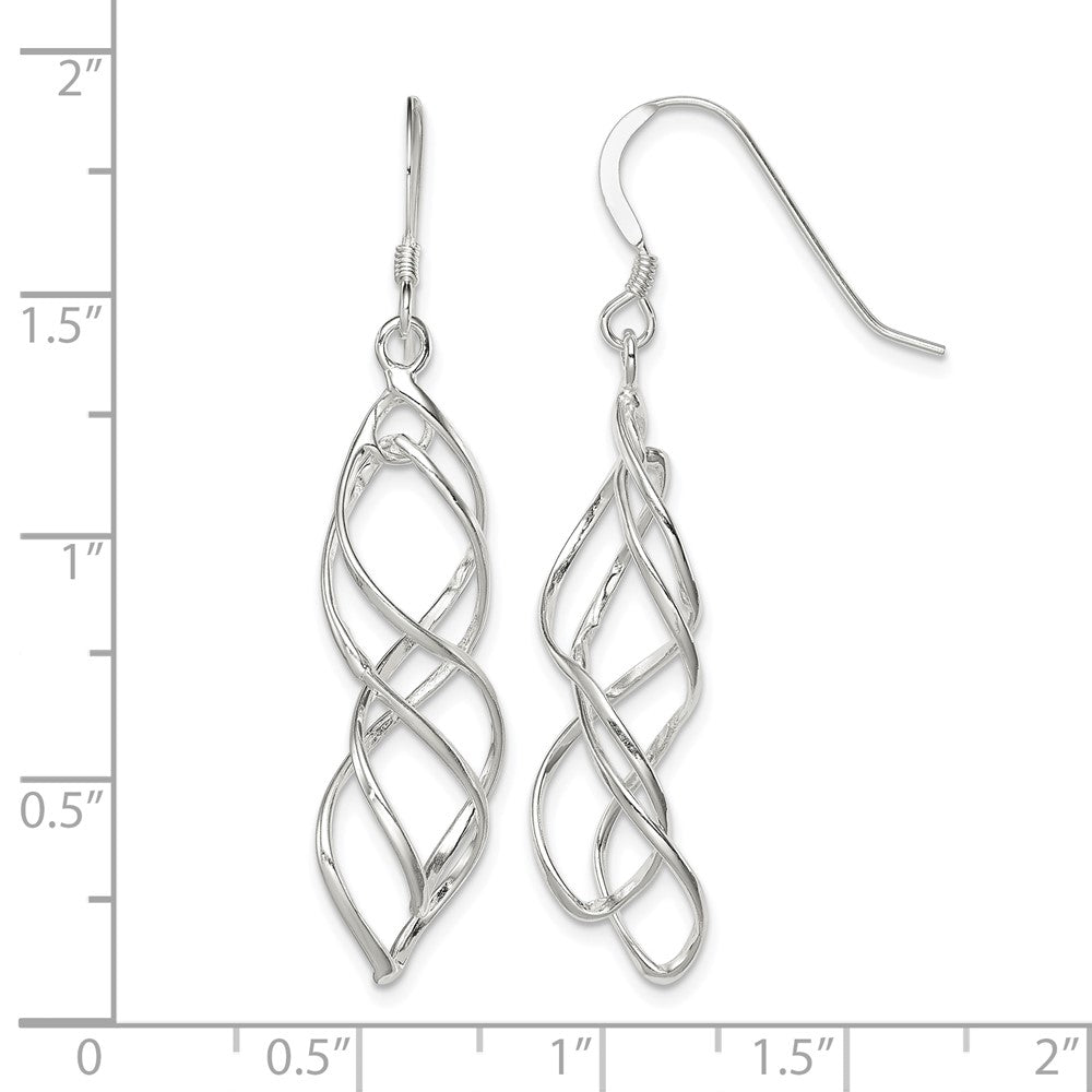 Sterling Silver Polished & Twisted Intertwined Dangle Earrings