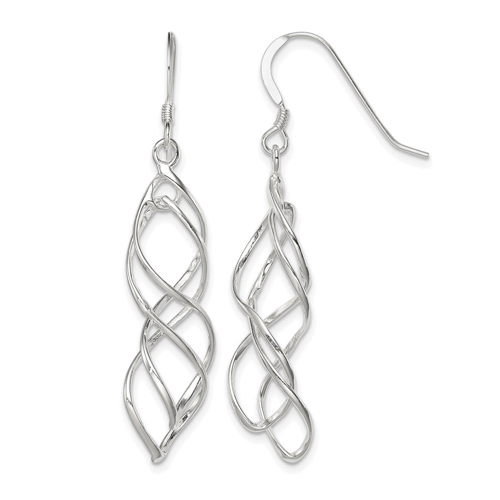 Sterling Silver Polished & Twisted Intertwined Dangle Earrings