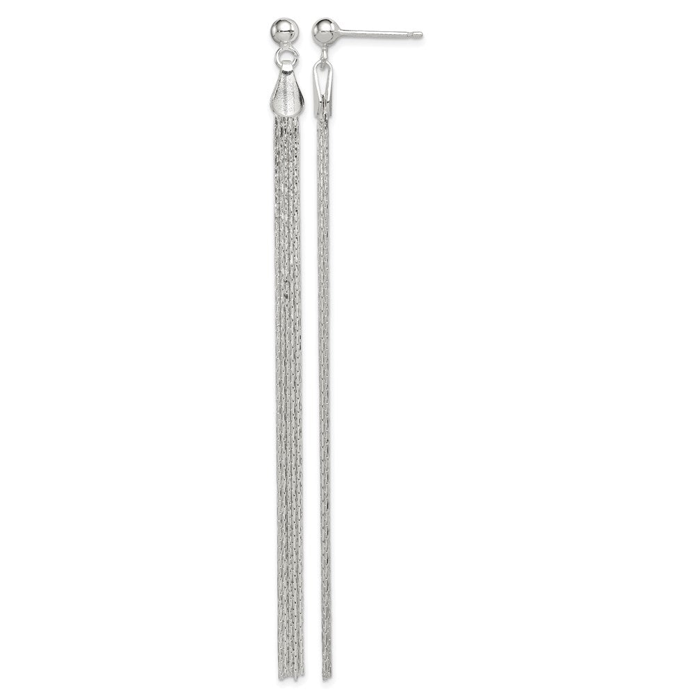 Sterling Silver Polished Fancy Long Linear Post Dangle Earrings