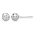 Sterling Silver Rhod-plated Diamond Cut 6mm Ball Post Earrings