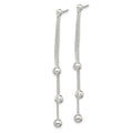 Sterling Silver Polished 3-Strand Beaded Post Dangle Earrings