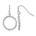 Sterling Silver Polished & Twisted Circle Dangle Shepherd Hook Earrings