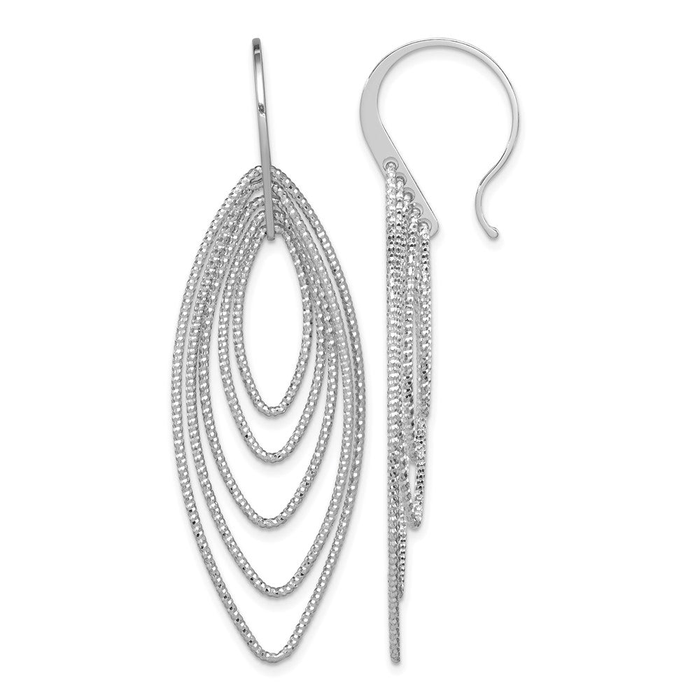 Sterling Silver Rhodium-plated D/C Multi Marquise Shape Dangle Earrings