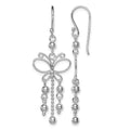 Sterling Silver Rhodium-plated Beaded Butterfly Dangle Earrings