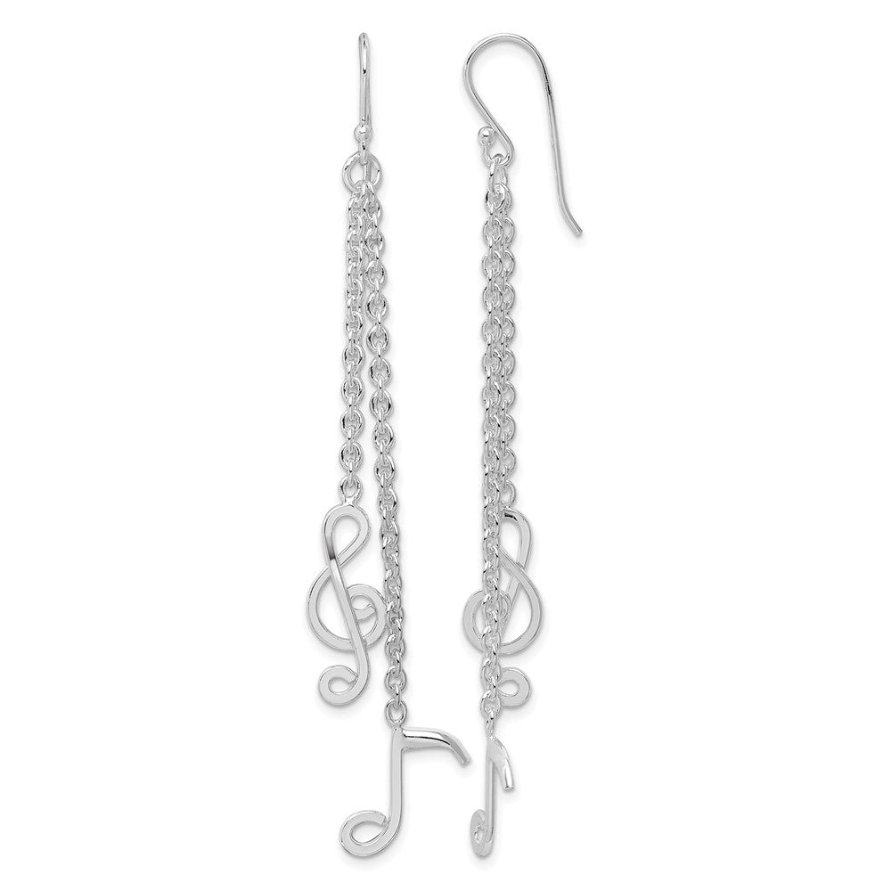 Sterling Silver Rhodium-plated Musical Notes Dangle Earrings