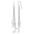 Sterling Silver Rhodium-plated Musical Notes Dangle Earrings