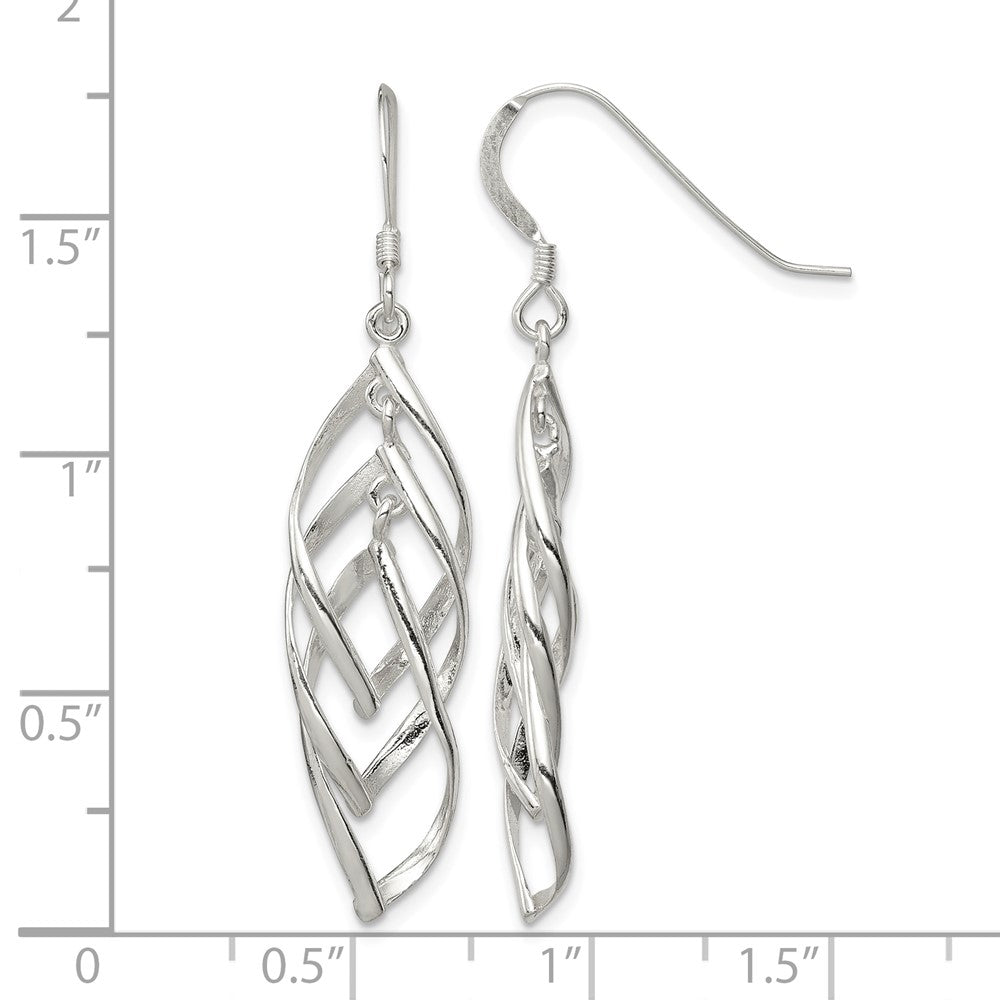 Sterling Silver Polished Fancy Twisted & Intertwined Dangle Earrings