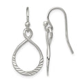 Sterling Silver Polished & Diamond-cut Infinity Oval Dangle Earrings