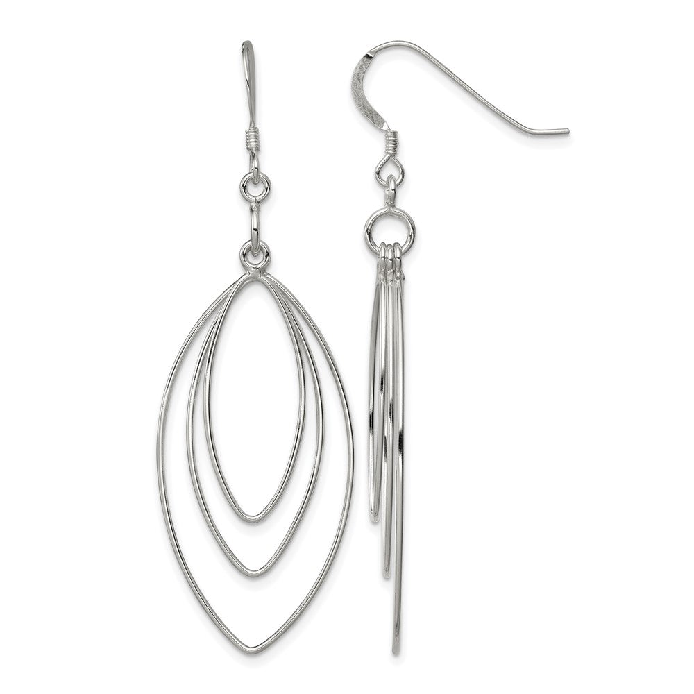 Sterling Silver Polished Fancy Triple Marquise Shape Dangle Earrings