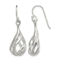 Sterling Silver Polished Fancy Twisted Teardrop Dangle Earrings