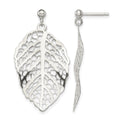 Sterling Silver Polished Leaf Post Dangle Earrings