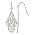 Sterling Silver Polished & Diamond-cut Fancy Filigree Dangle Earrings