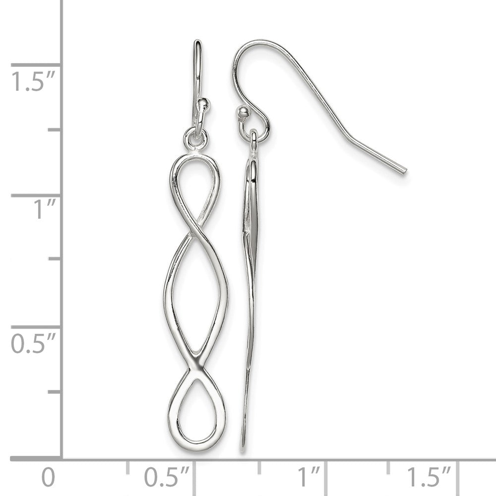 Sterling Silver Polished Twist Design Dangle Earrings