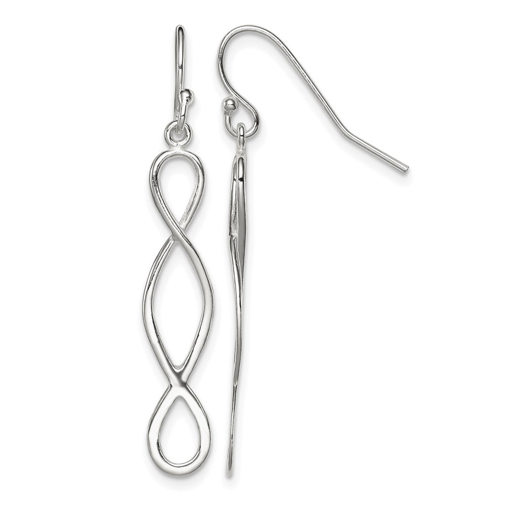 Sterling Silver Polished Twist Design Dangle Earrings