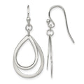 Sterling Silver Polished Double Teardrop Dangle Shepherd Hook Earrings