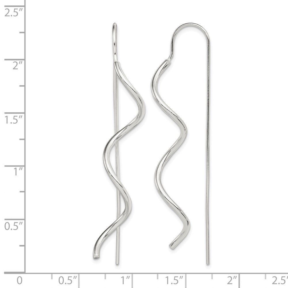 Sterling Silver Polished Spiral Dangle Earrings