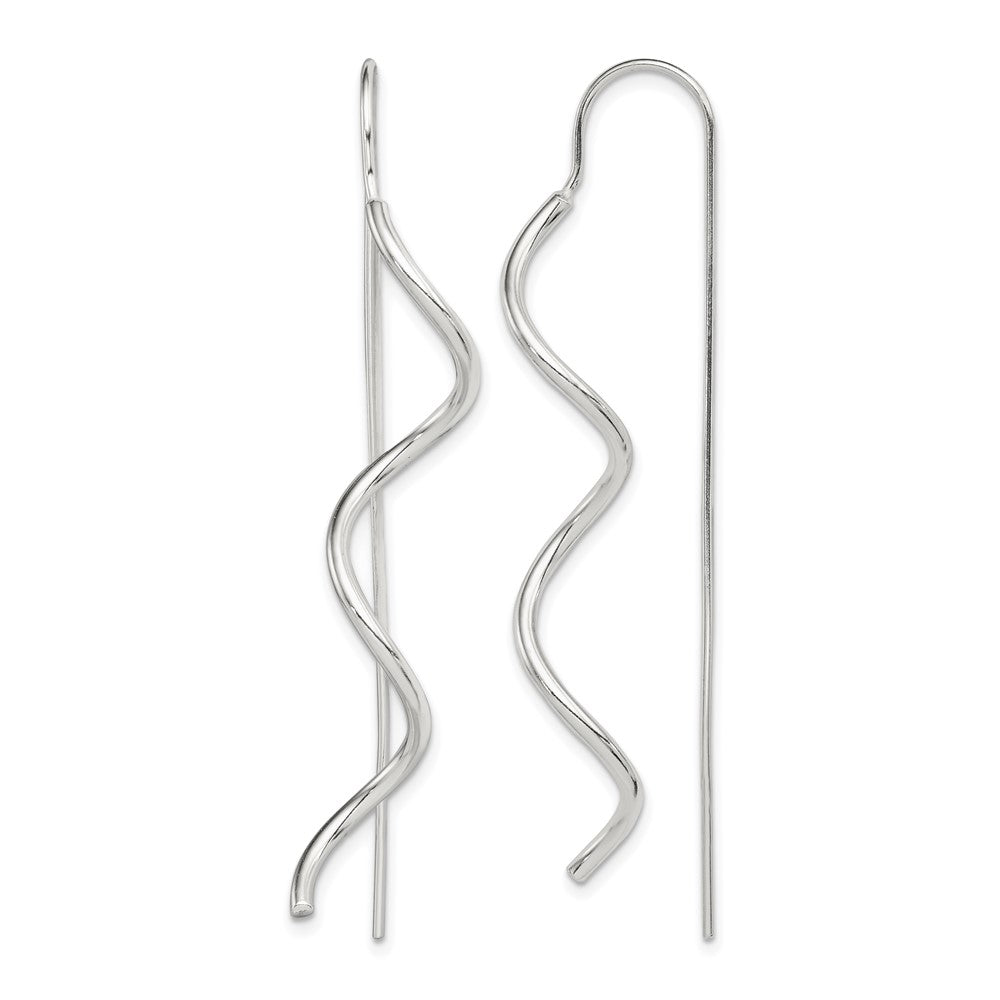 Sterling Silver Polished Spiral Dangle Earrings