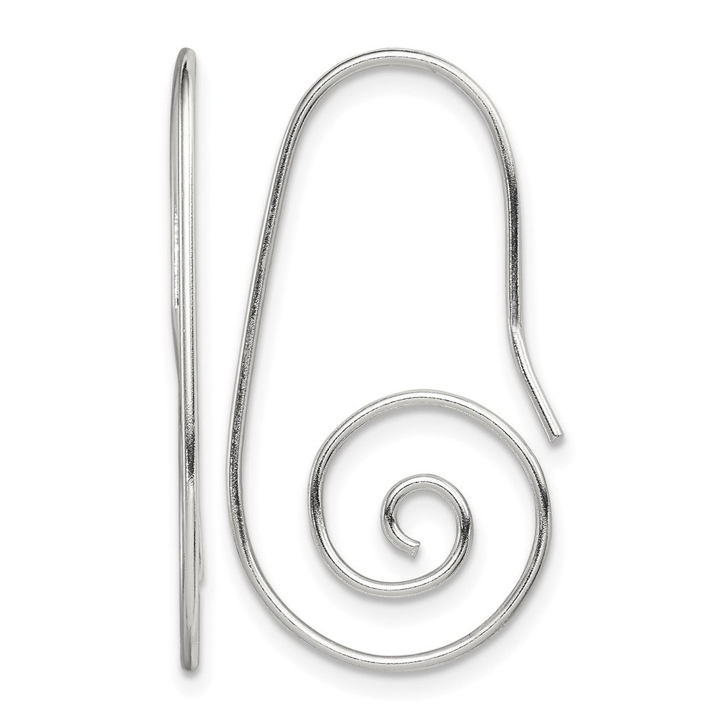 Sterling Silver Rhodium-plated Hook Swirl Earrings