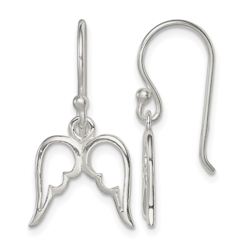 Sterling Silver Polished Wings Dangle Earrings