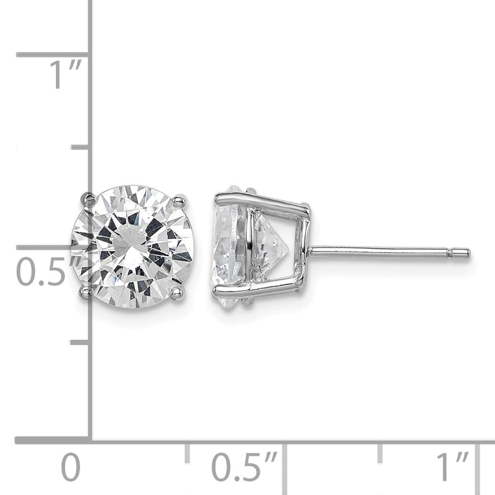 Sterling Silver Rhodium-plated Polished Round 8mm CZ Stud Earrings