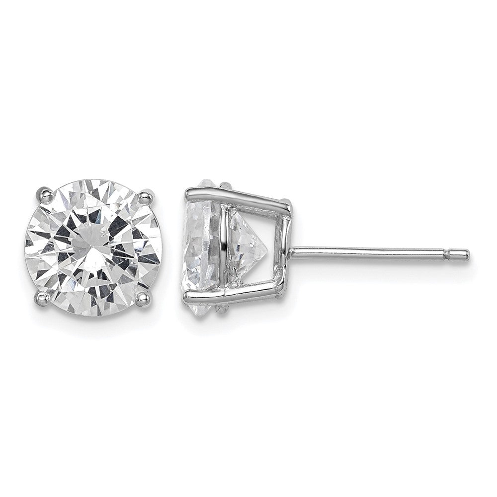 Sterling Silver Rhodium-plated Polished Round 8mm CZ Stud Earrings