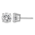 Sterling Silver Rhodium-plated Polished Round 8mm CZ Stud Earrings