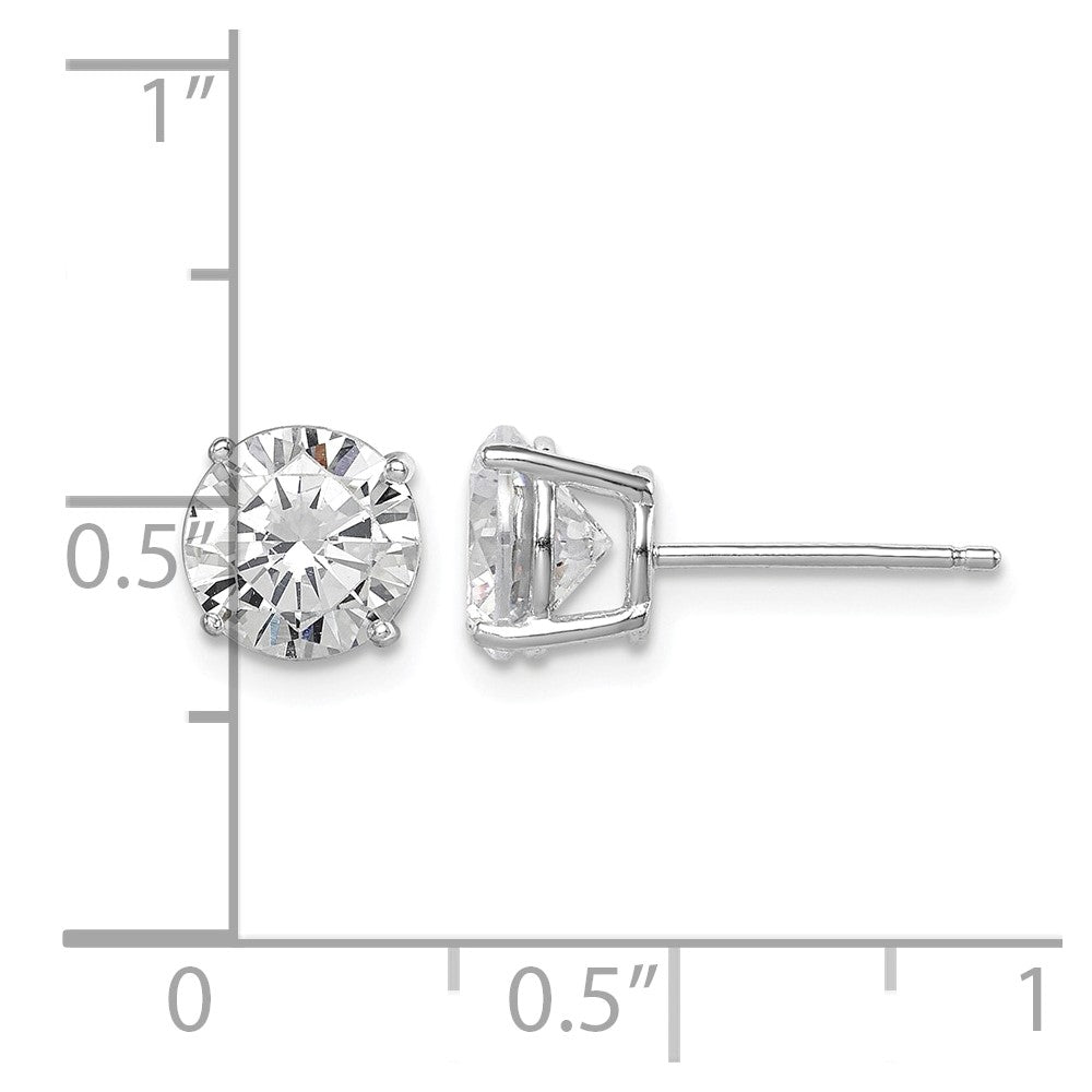 Sterling Silver Rhodium-plated Polished Round 7mm CZ Stud Earrings