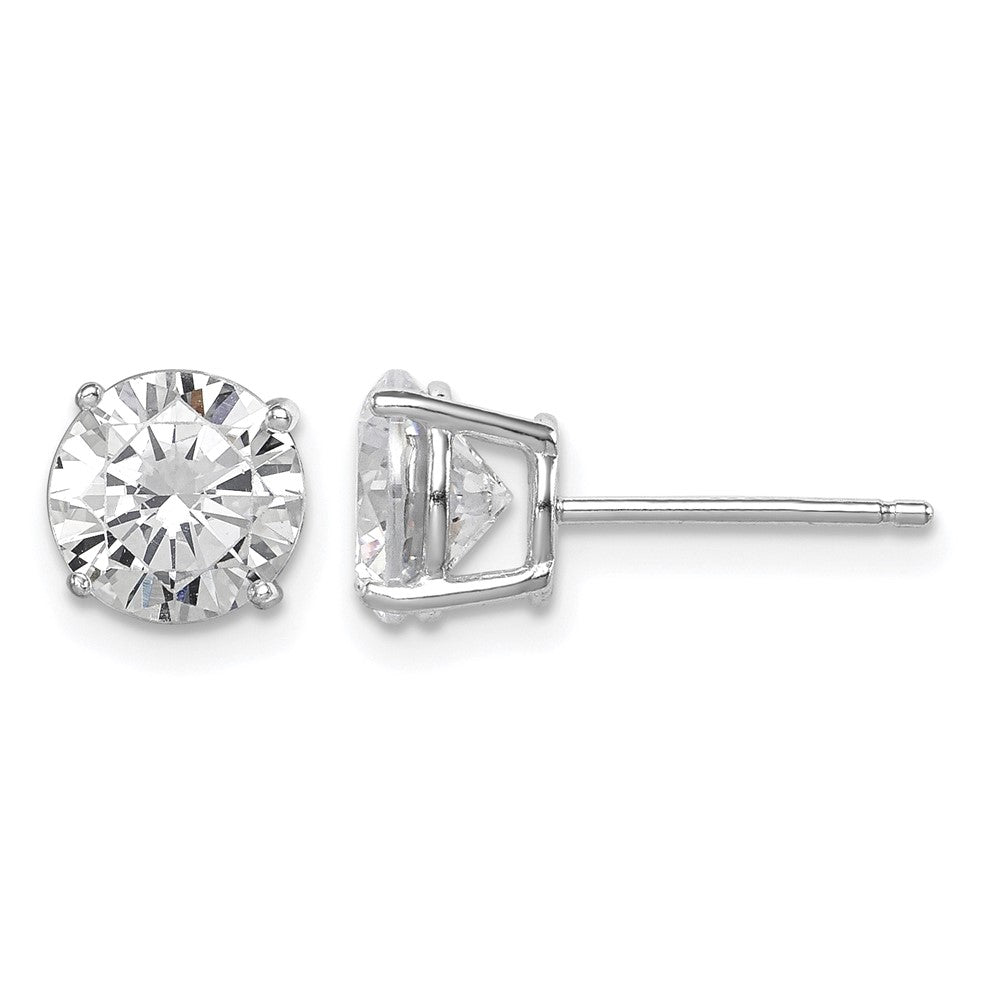 Sterling Silver Rhodium-plated Polished Round 7mm CZ Stud Earrings
