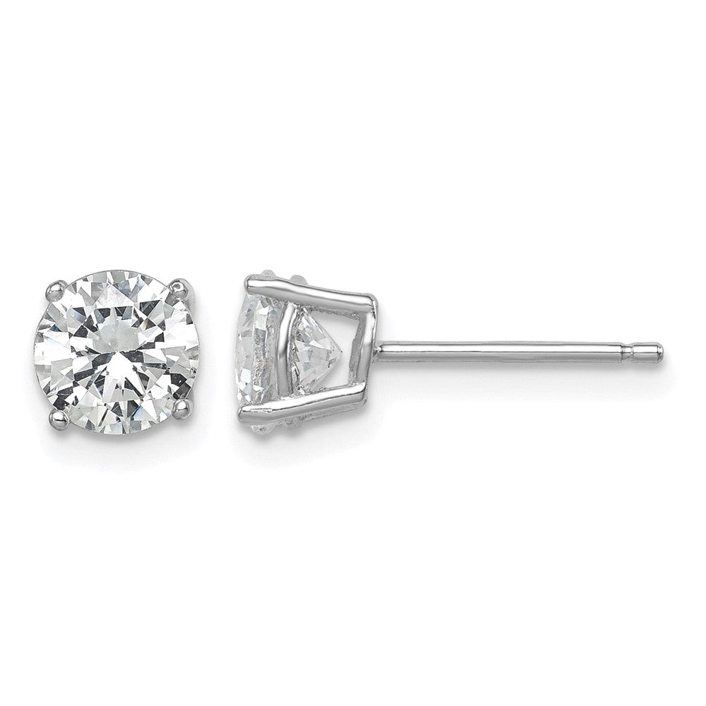 Sterling Silver Rhodium-plated Polished Round 6mm CZ Stud Earrings
